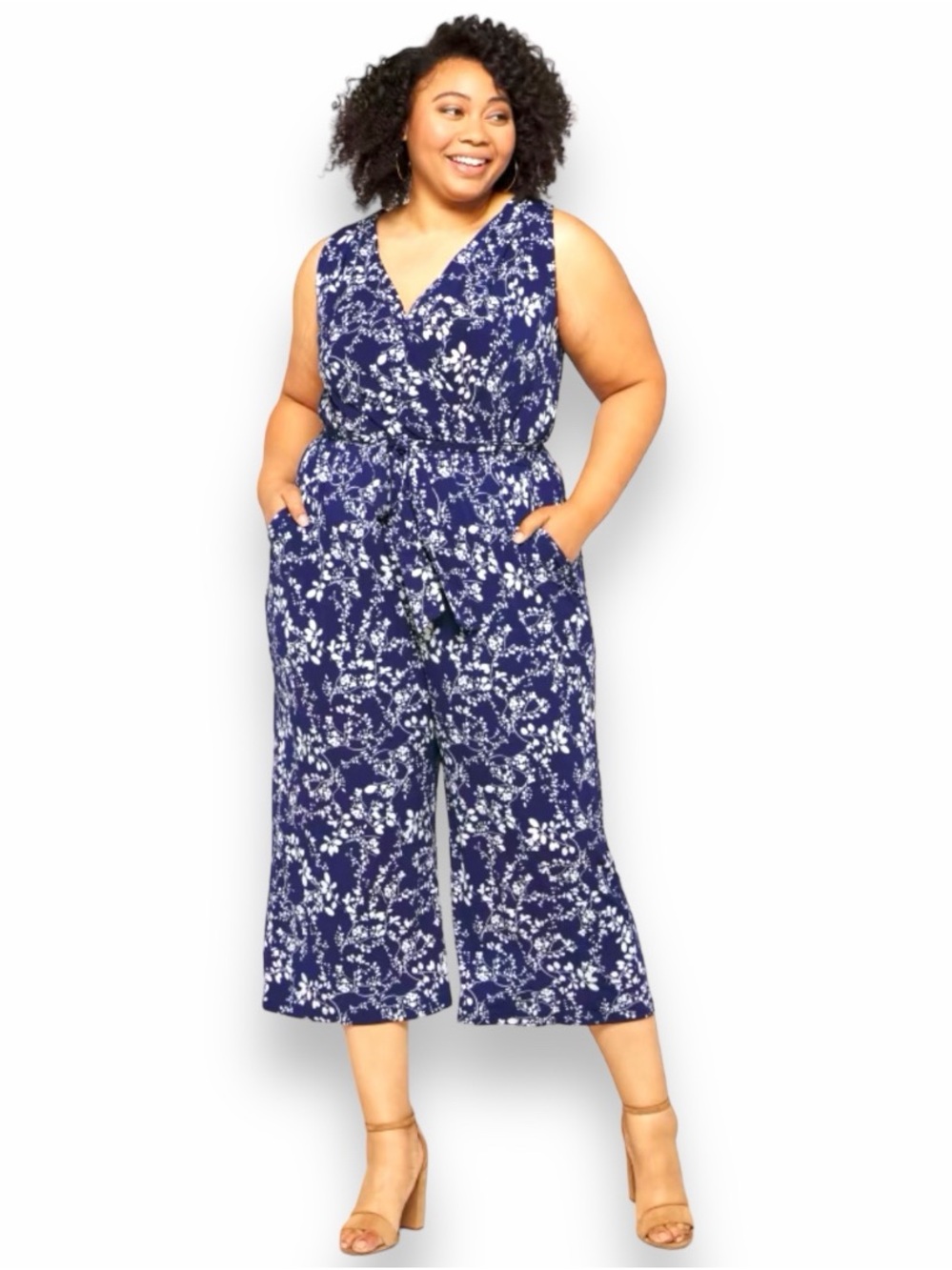 Kaileigh Ora Knit Crop Jumpsuit | Indigo Blue | 2X (Stitch Fix)